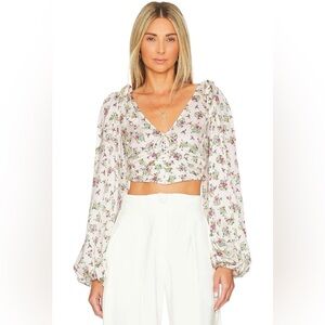 ✨ NWOT For Love & Lemons Tanya Crop Top M Satin Boned Bust $144